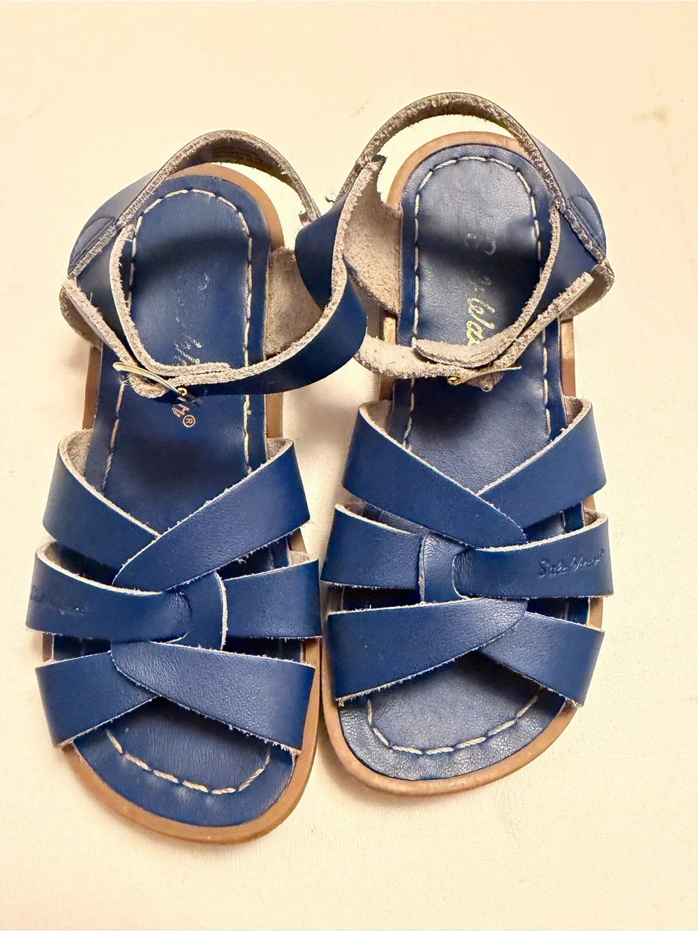 Salt Water Sandals by Hoy Navy Blue Leather Toddler Cross-Strap Sandals